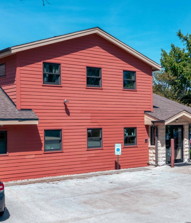 Exterior view of a modern veterinary hospital providing compassionate pet care and veterinary services.